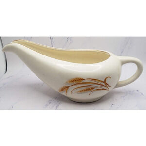 Vintage Homer Laughlin Golden Wheat Gold Trimmed Gravy Boat